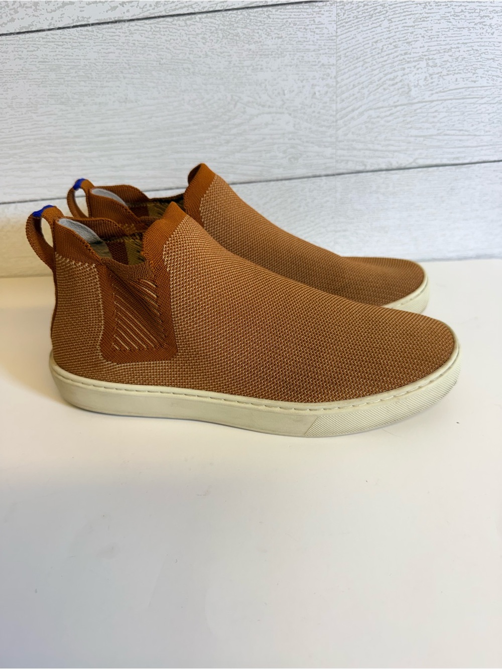 Rothy's Knit Chelsea Ankle Boot Fawn pull on women’s Size 8
